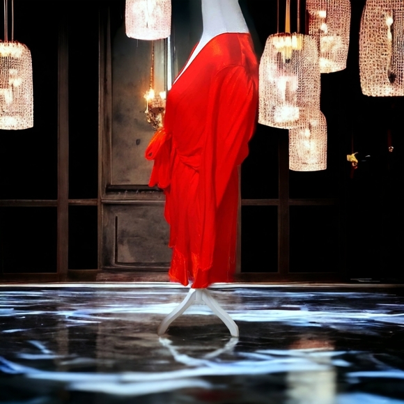 NWOT Q&A Red Ruffled Tie Dress Size Small - Picture 3 of 6